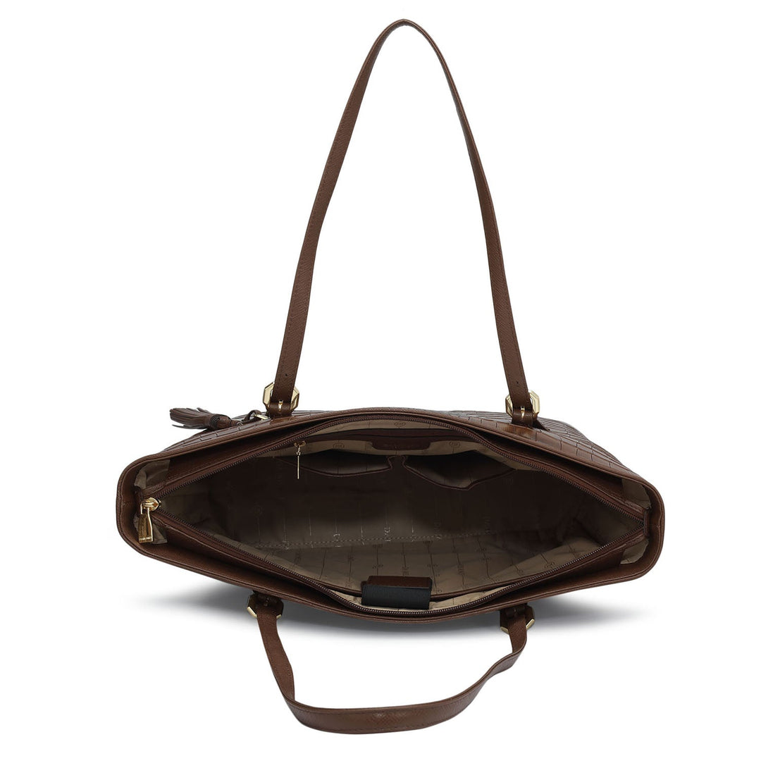 Large Croco Leather Tote - Date