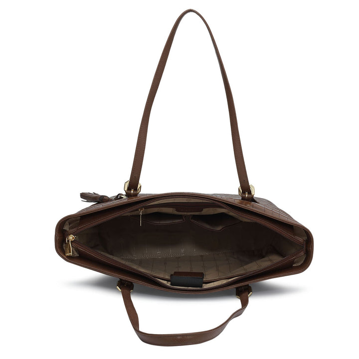 Large Croco Leather Tote - Date