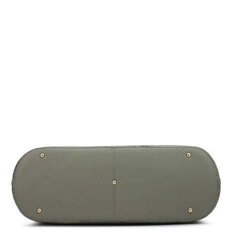 Large Croco Leather Tote - Stone Grey