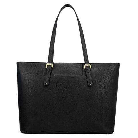 Large Franzy Leather Tote - Black