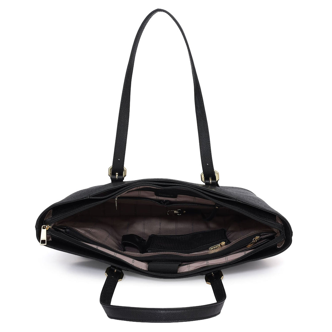 Large Franzy Leather Tote - Black