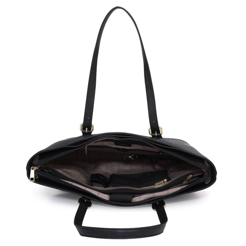 Large Franzy Leather Tote - Black