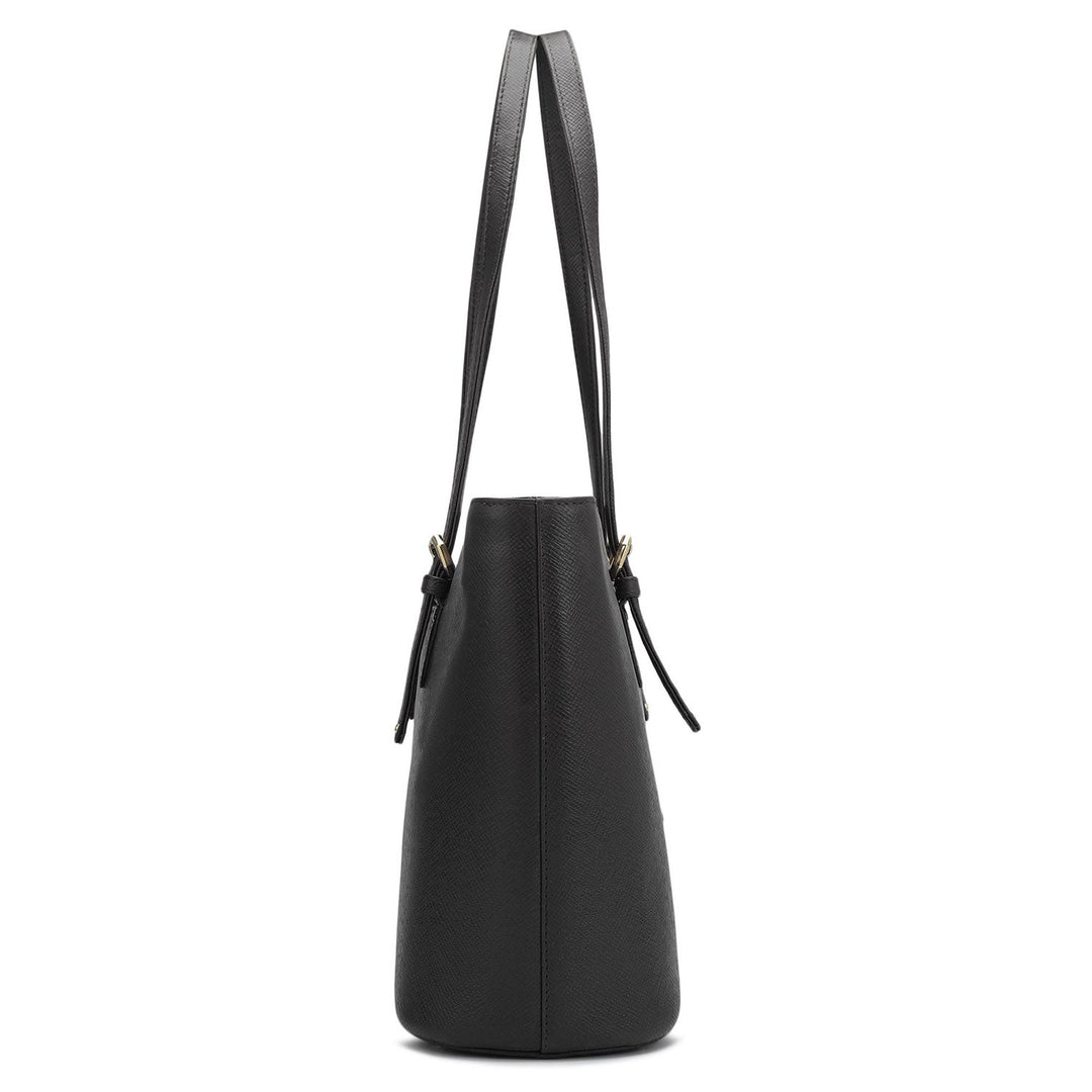 Small Franzy Leather Tote - Black