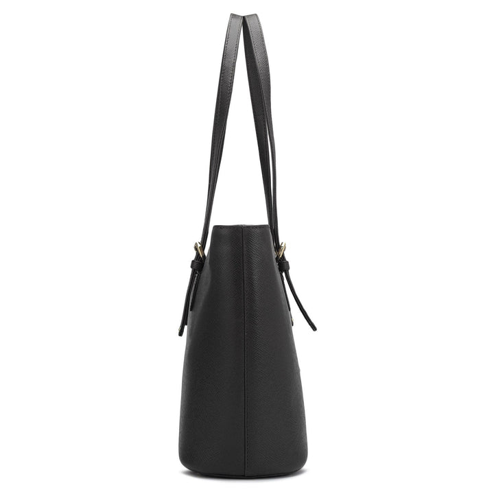 Small Franzy Leather Tote - Black