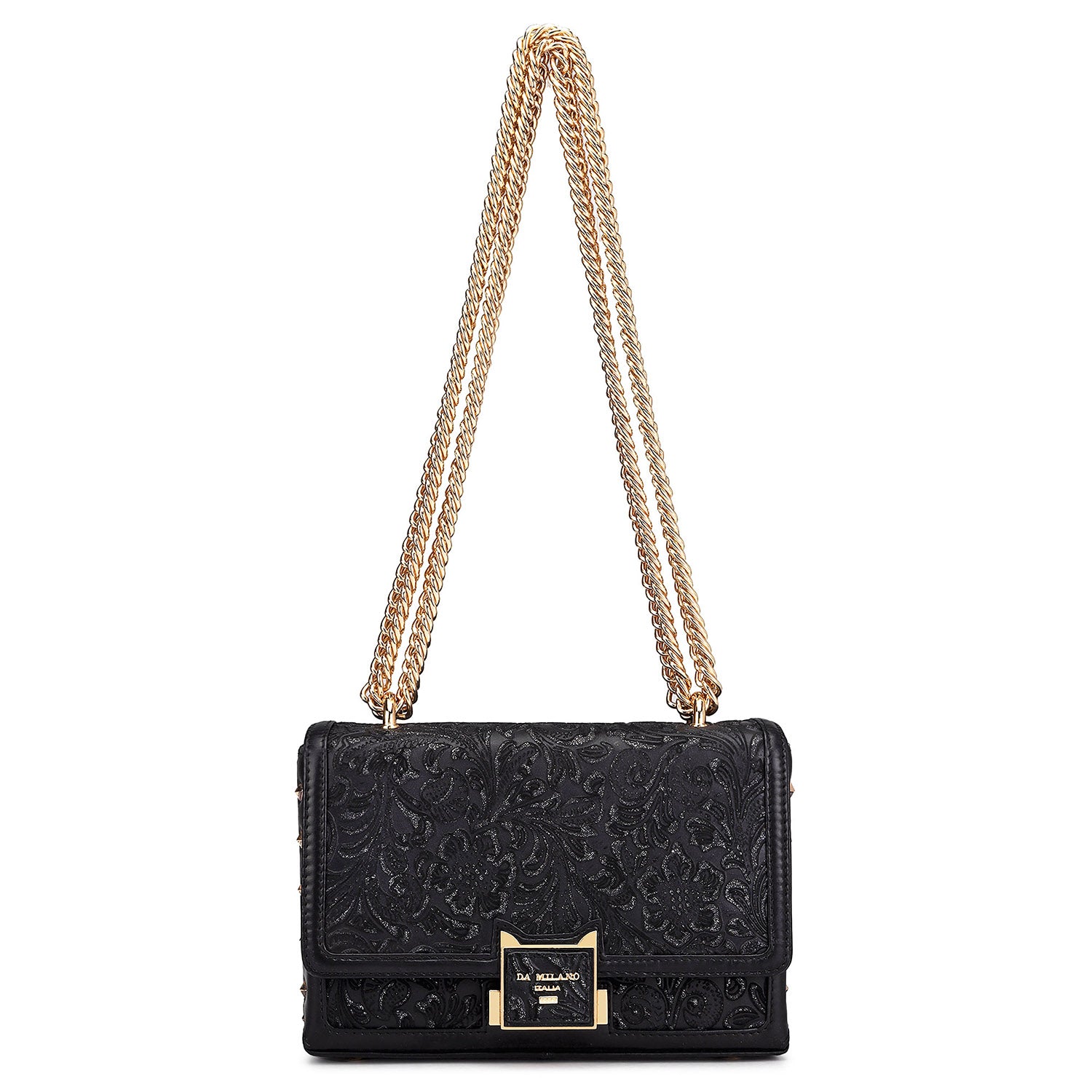 Small Floral Leather Shoulder Bag - Black – Damilano UAE