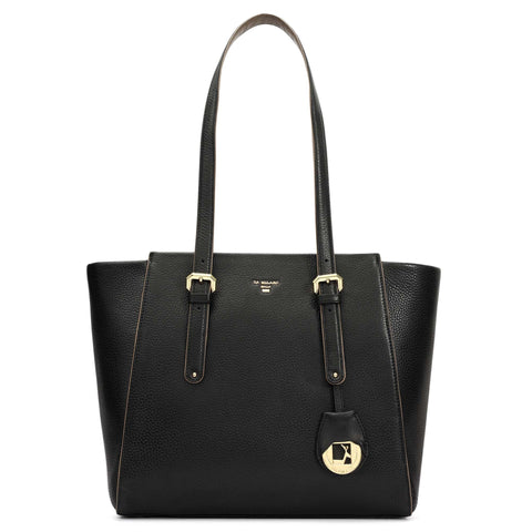 Medium Wax Leather Tote - Black