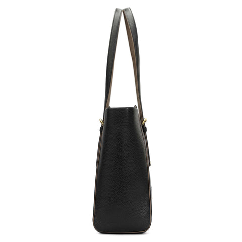 Medium Wax Leather Tote - Black