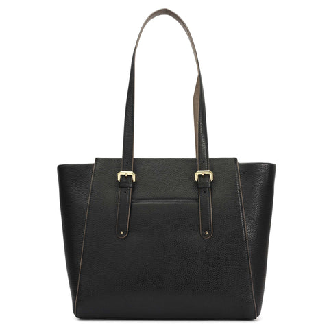 Medium Wax Leather Tote - Black