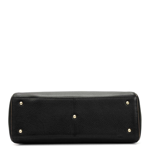 Medium Wax Leather Tote - Black