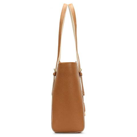 Medium Wax Leather Tote - Caramel