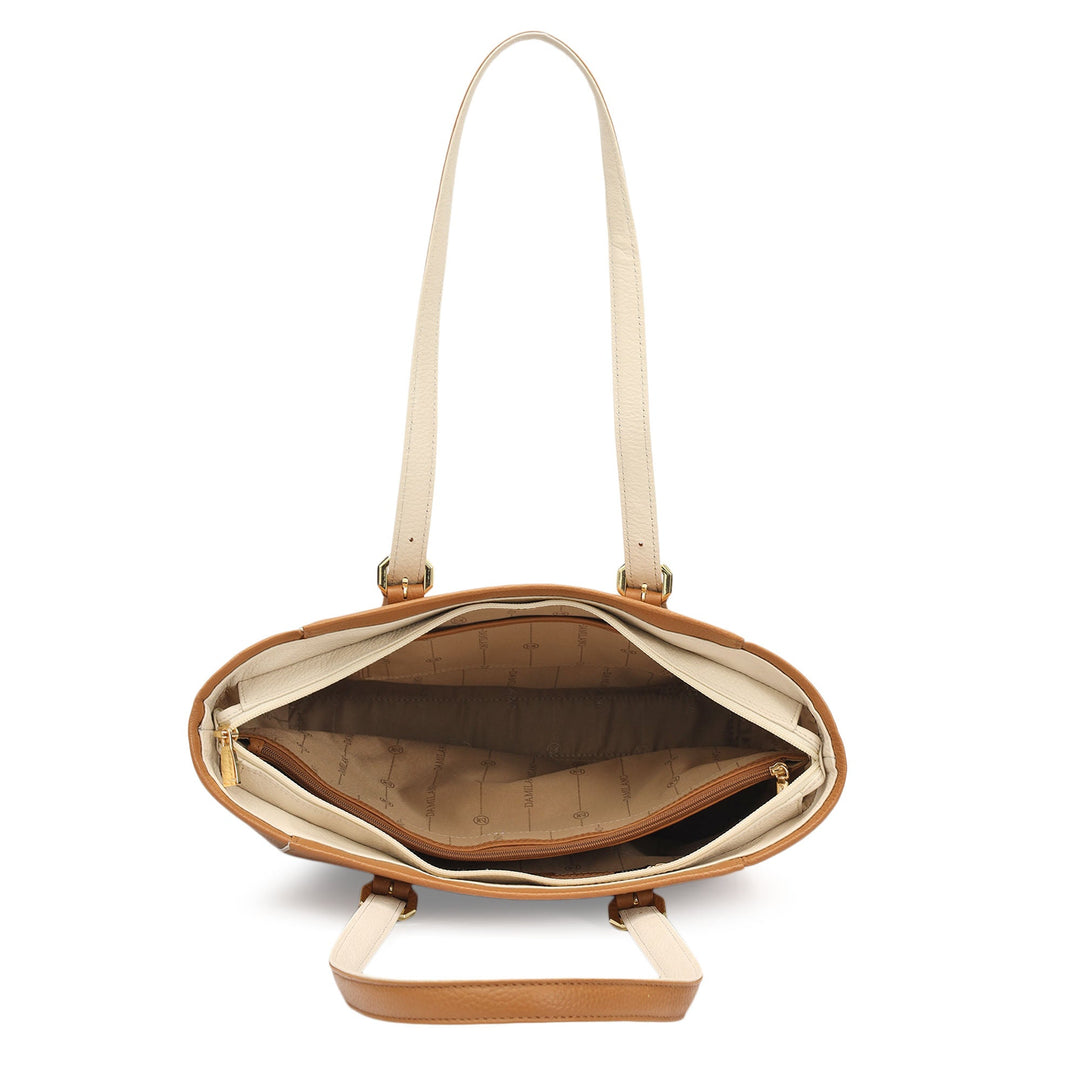 Medium Wax Leather Tote - Caramel
