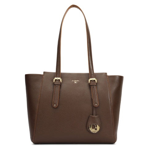 Medium Wax Leather Tote - Mocha