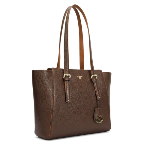 Medium Wax Leather Tote - Mocha