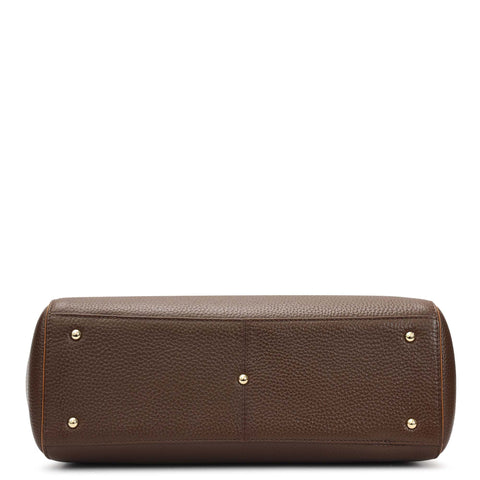 Medium Wax Leather Tote - Mocha