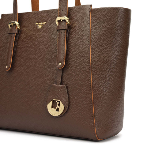 Medium Wax Leather Tote - Mocha