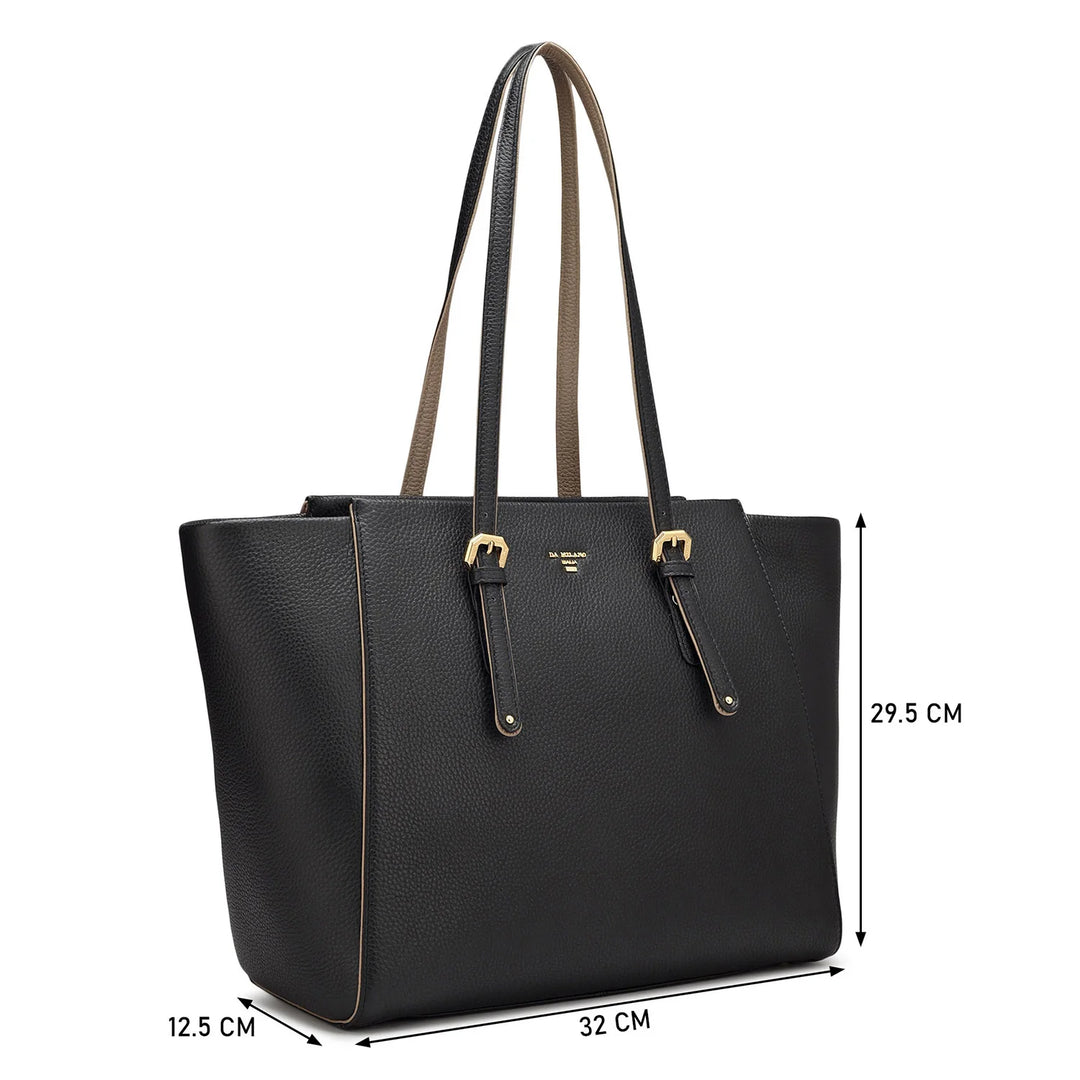 Large Wax Leather Tote - Black