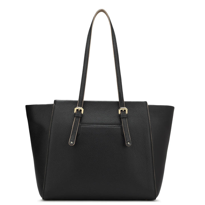 Large Wax Leather Tote - Black