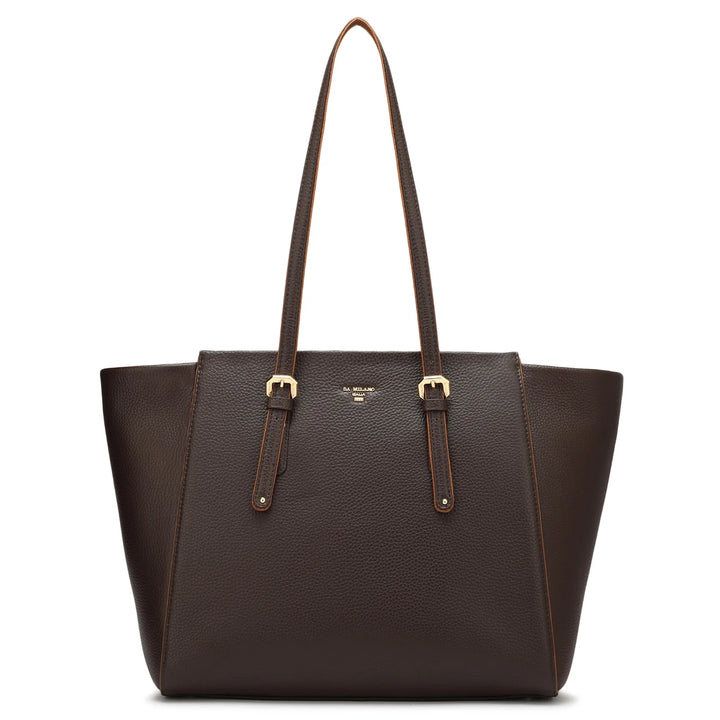 Large Wax Leather Tote - Chocolate