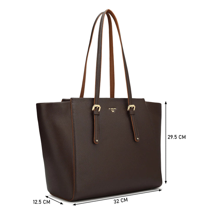 Large Wax Leather Tote - Chocolate