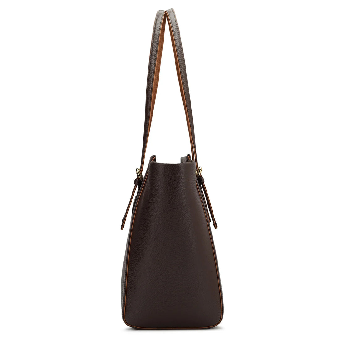 Large Wax Leather Tote - Chocolate