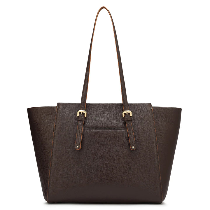 Large Wax Leather Tote - Chocolate