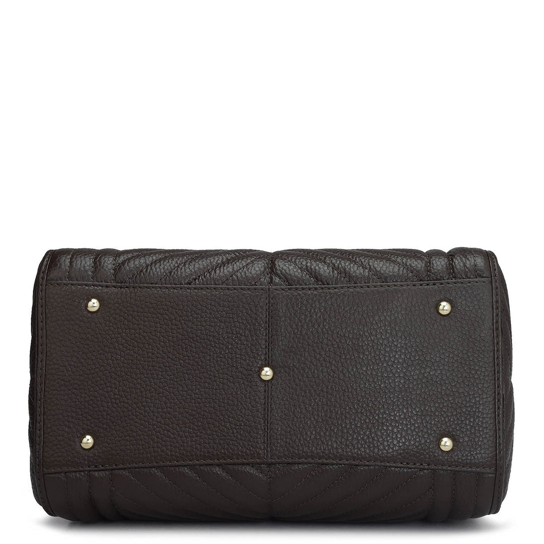 Medium Quilting Leather Satchel - Chocolate