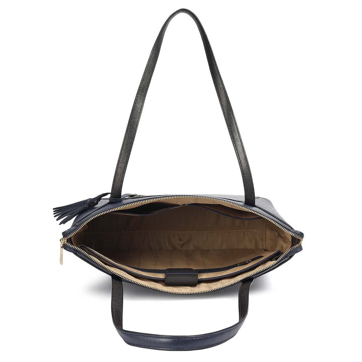 Medium Franzy Leather Tote - Patriot Blue