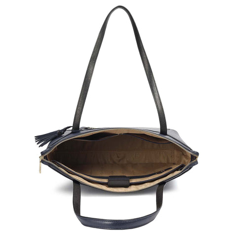 Medium Franzy Leather Tote - Patriot Blue