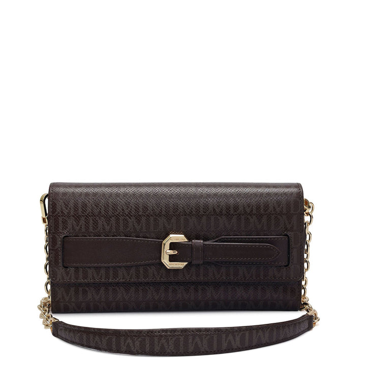 Monogram Leather Ladies Wallet - Chocolate