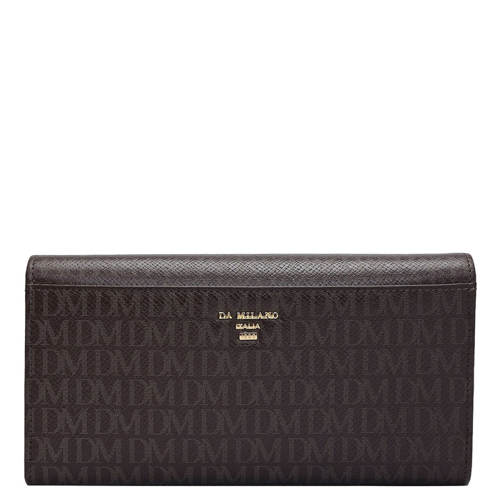 Monogram Leather Ladies Wallet - Chocolate