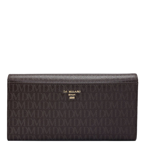 Monogram Leather Ladies Wallet - Chocolate