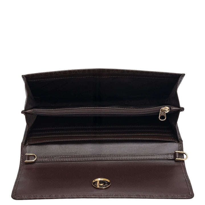 Monogram Leather Ladies Wallet - Chocolate