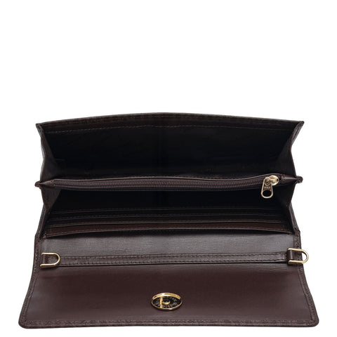 Monogram Leather Ladies Wallet - Chocolate