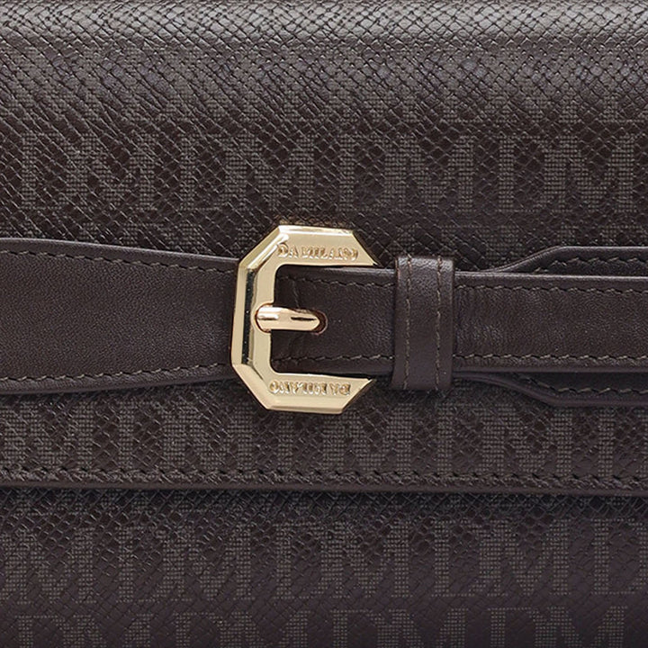 Monogram Leather Ladies Wallet - Chocolate