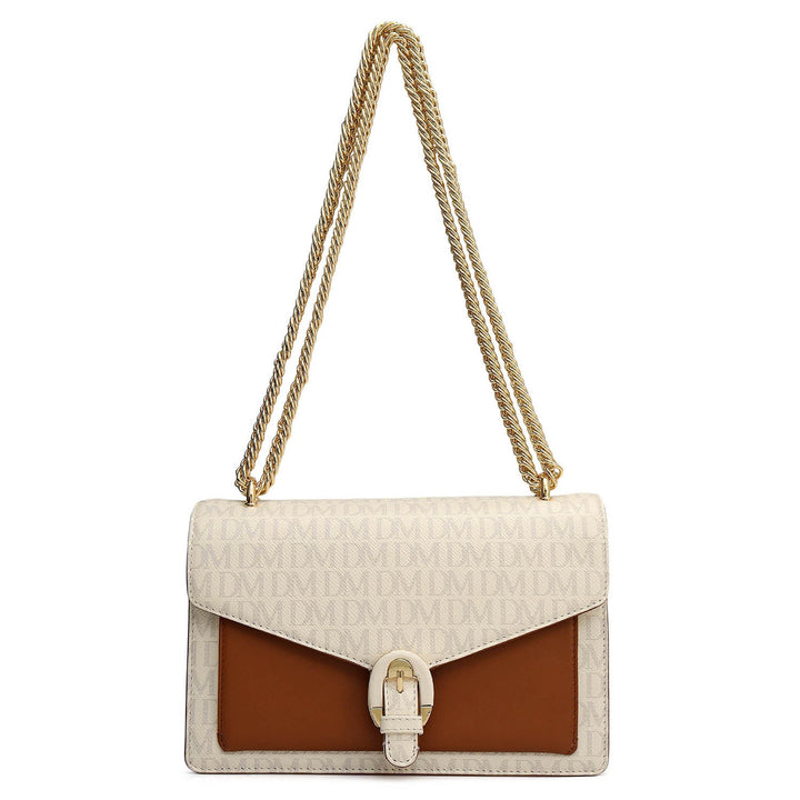 Small Monogram Plain Leather Shoulder Bag - Marshmallow