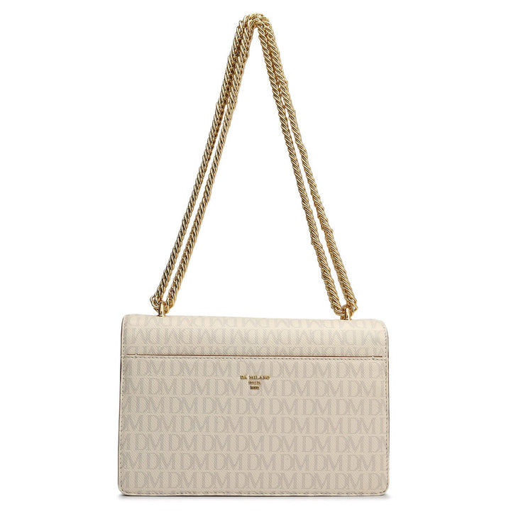Small Monogram Plain Leather Shoulder Bag - Marshmallow