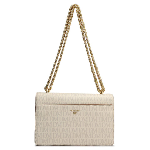 Small Monogram Plain Leather Shoulder Bag - Marshmallow