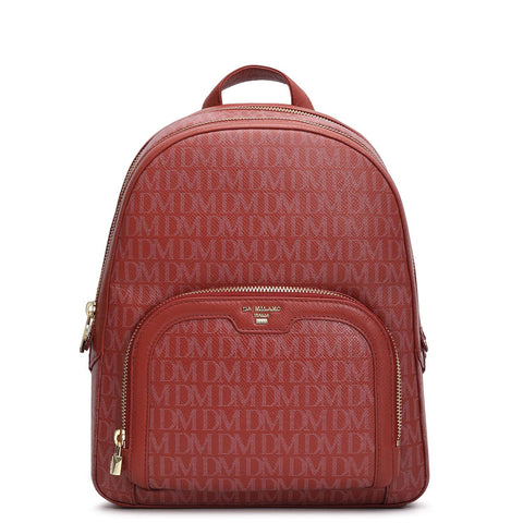 Monogram Franzy Leather Backpack - Brick
