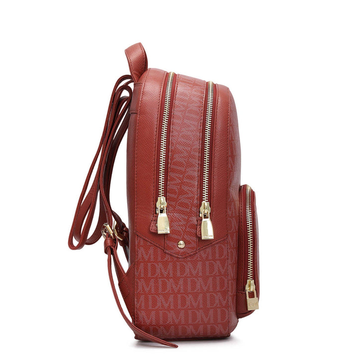 Monogram Franzy Leather Backpack - Brick