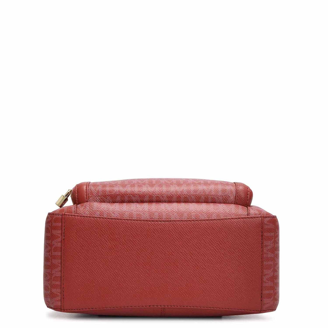 Monogram Franzy Leather Backpack - Brick