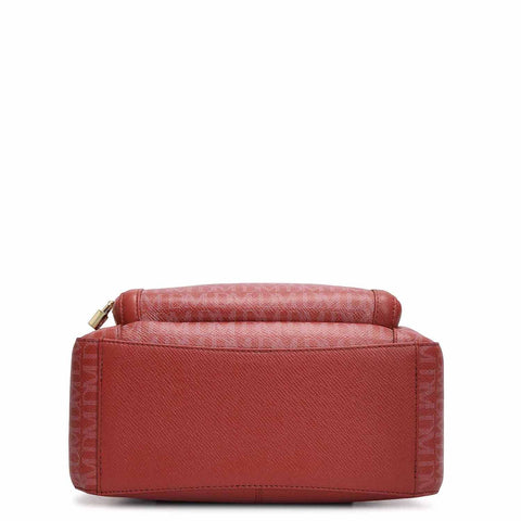 Monogram Franzy Leather Backpack - Brick