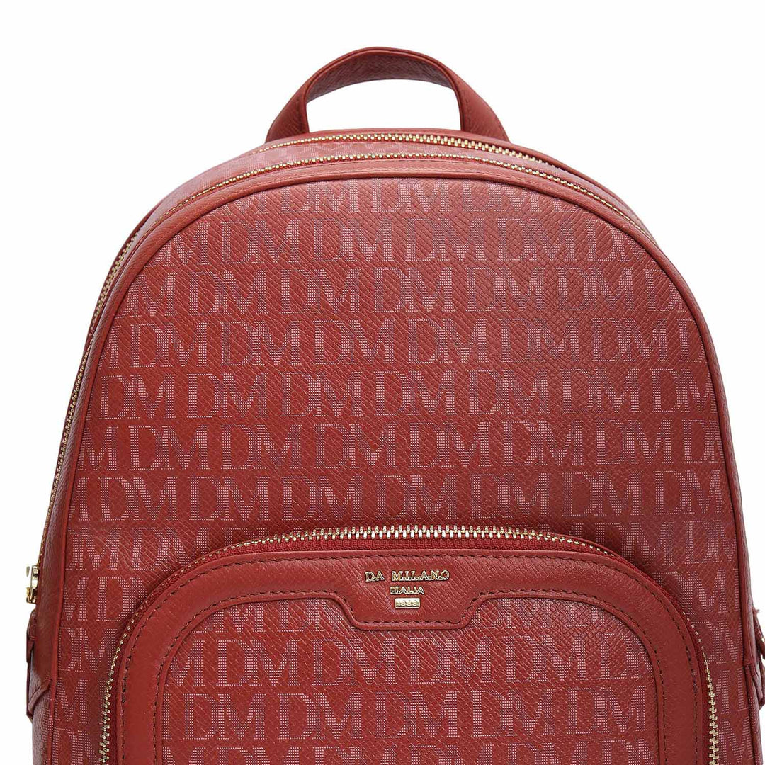 Monogram Franzy Leather Backpack - Brick
