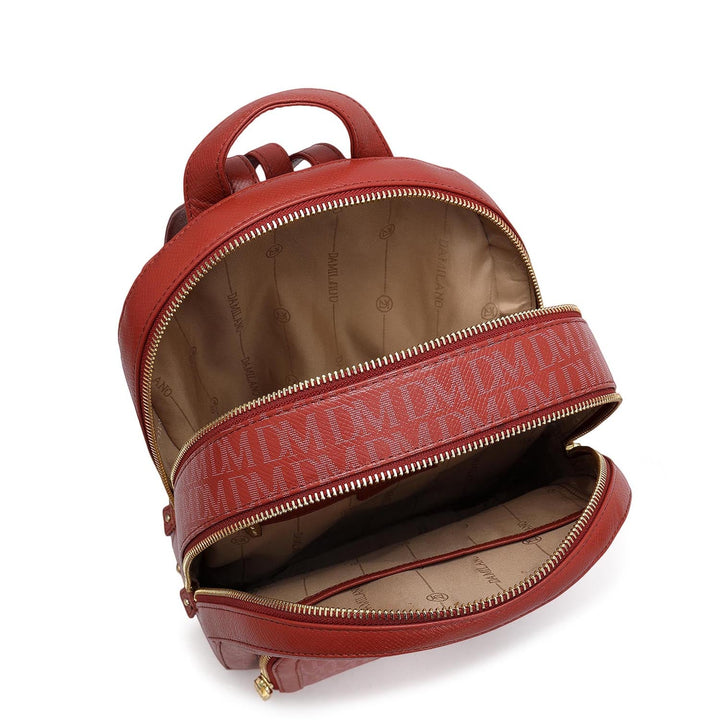 Monogram Franzy Leather Backpack - Brick