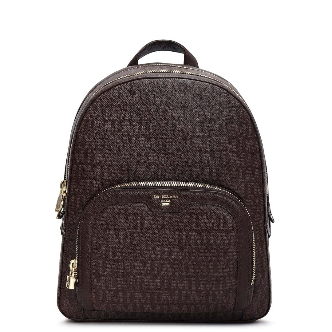 Monogram Franzy Leather Backpack - Chocolate