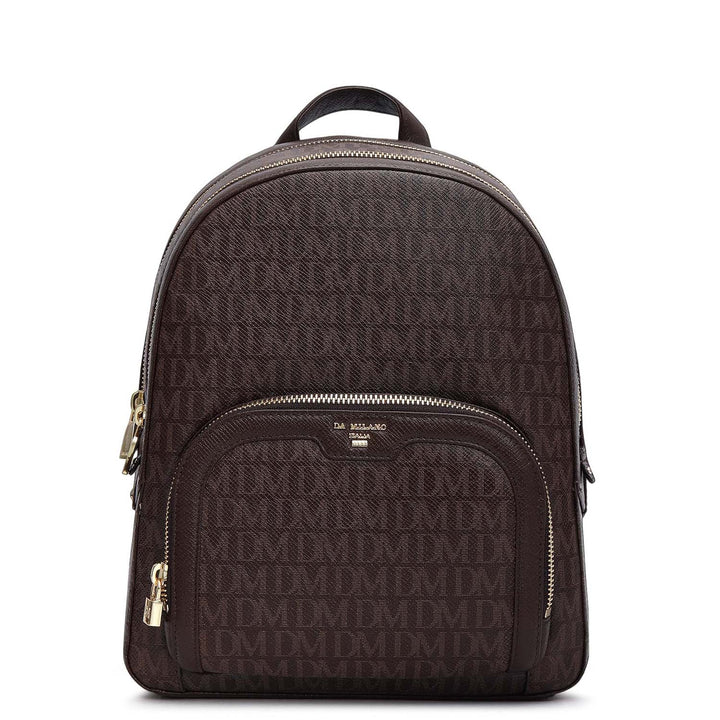 Monogram Franzy Leather Backpack - Chocolate
