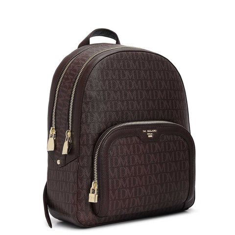 Monogram Franzy Leather Backpack - Chocolate