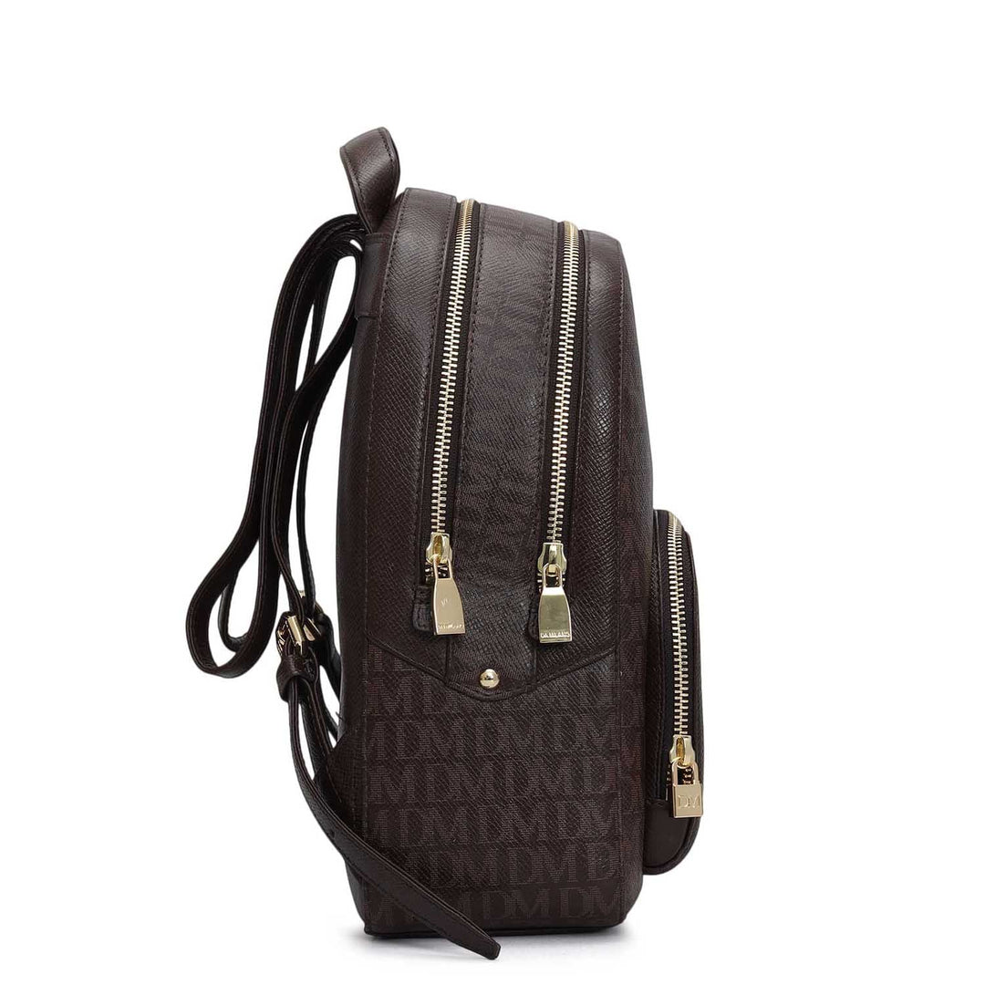 Monogram Franzy Leather Backpack - Chocolate