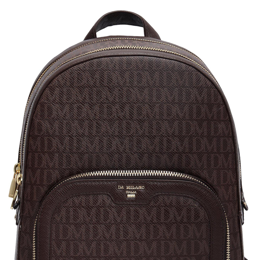 Monogram Franzy Leather Backpack - Chocolate