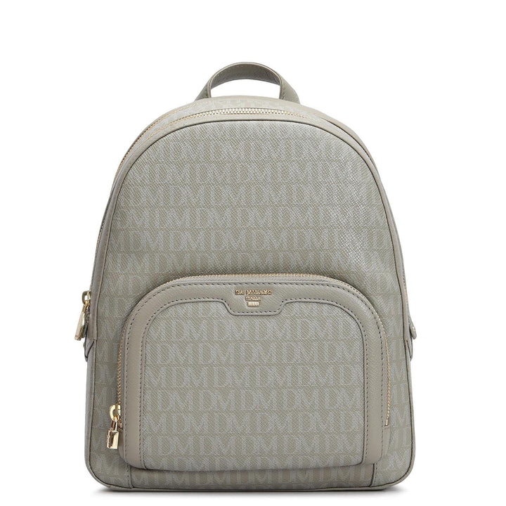 Monogram Franzy Leather Backpack - Stone Grey