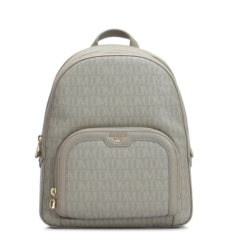Monogram Franzy Leather Backpack - Stone Grey